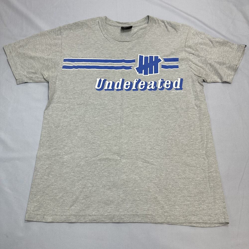 Undefeated Shirt Mens Large Gray Stripe Play Dirty Streetwear Retro Y2K